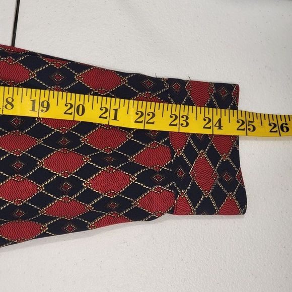 Vintage Cathy Che Blouse 1X Button Front Shoulder Pads Long Sleeve Red Blue Geo - Picture 10 of 10